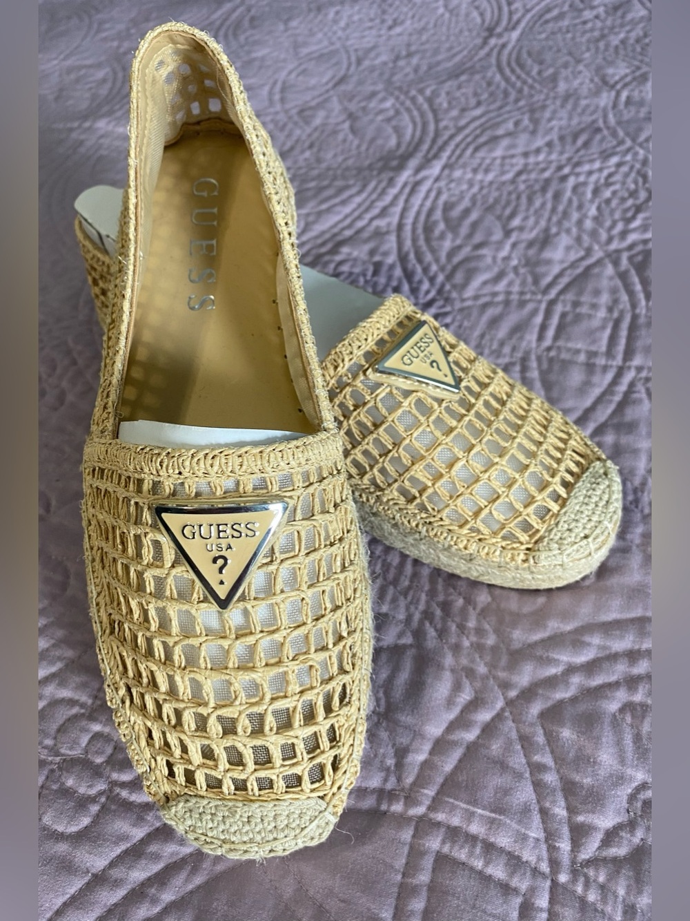 GUESS Women’s Beige Slip-On Espadrille Flat Shoe Round Toe US 9M Mones2